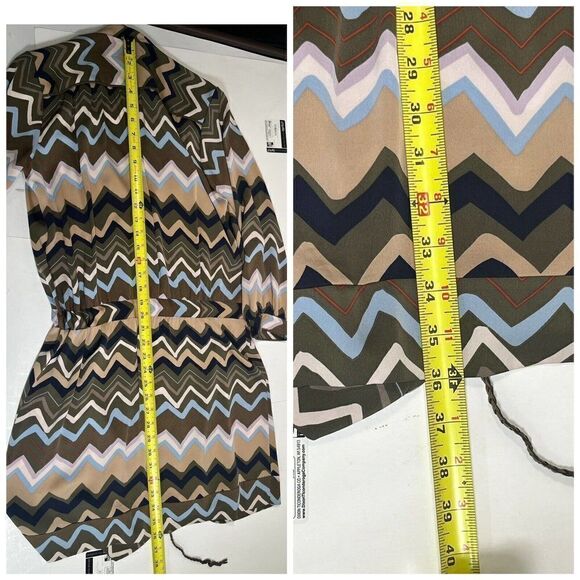 Diane Von Furstenberg Dress Shirtdress Bariloche Olive Chevron Print Silk Size 4 - Picture 6 of 16